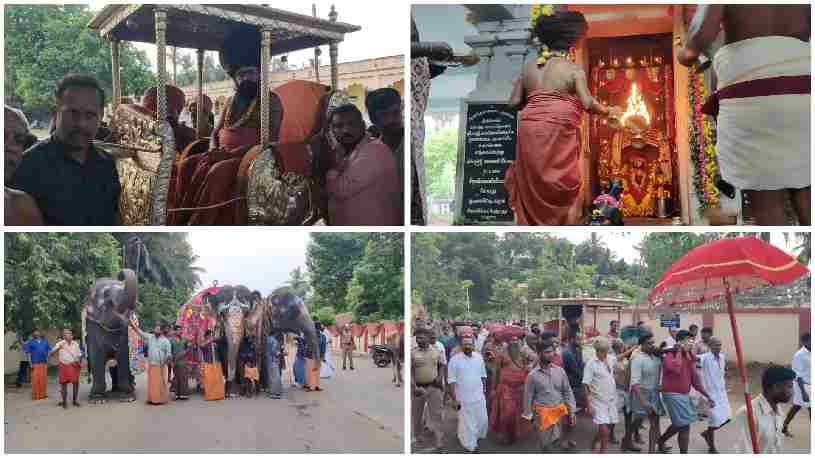 தருமபுரம் ஆதீனகர்த்தர் வெள்ளி நாற்காலி பல்லக்கில் சென்று, முந்தைய ஆதீனங்களின் குருமூர்த்தங்களில் சிறப்பு வழிபாடு.