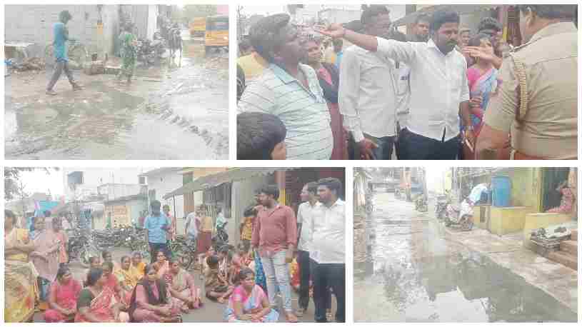 கழிவுநீரை அகற்றாத மாநகராட்சி மற்றும் மேயரை கண்டித்து அருந்ததி பாளையம் மக்கள் சாலை மறியல்