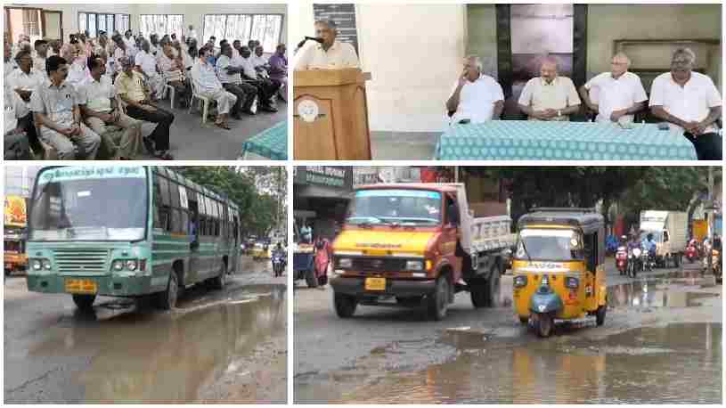 ராஜபாளையத்தில் தென்காசி சாலையை சீரமைக்க வலியுறுத்தி இரண்டு நாட்கள் கடை அடைப்பு போராட்டம் நடத்த முடிவு.