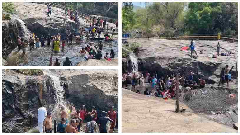 கும்பக்கரை அருவி துர்நாற்றம் வீசும் நீரில் காத்திருந்து குளிப்பதால் உடல் உபாதை ஏற்படும் அபாயம் வனத்துறையினர் சுற்றுலாப் பயணிகளை அனுமதிப்பது ஏன் ?